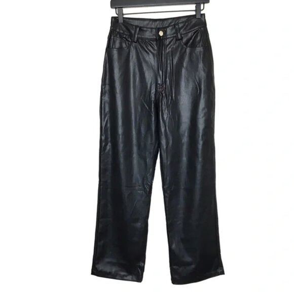 MVN The Label Eliza Faux Leather Wide Leg Pants - Picture 3 of 9